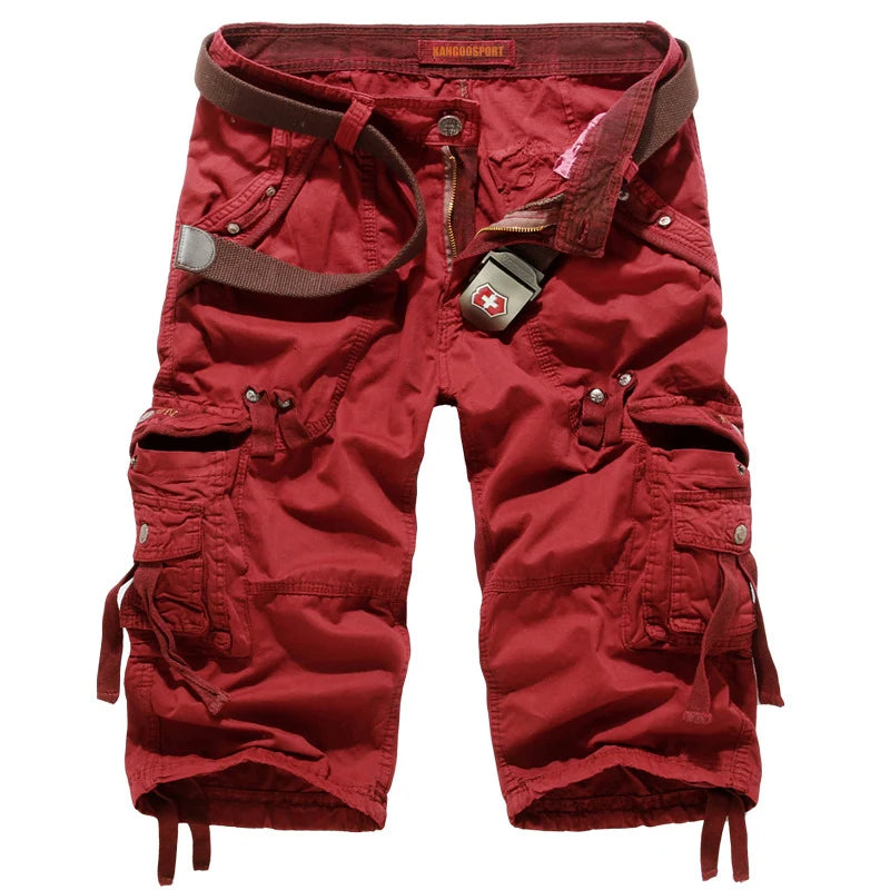 Men's Multi Pocket Plain Cargo Shorts
