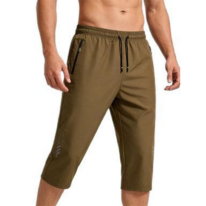 🩳 LIMITED-TIME 50% OFF! ✨ Men’s 3/4 Quick-Dry Jogger Pants – Elastic Waist, Zippered Pockets, Lightweight 🏃‍♂️